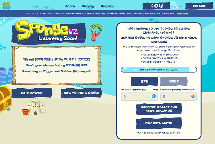 Топ мем-монета Sponge V2: успех на Polygon