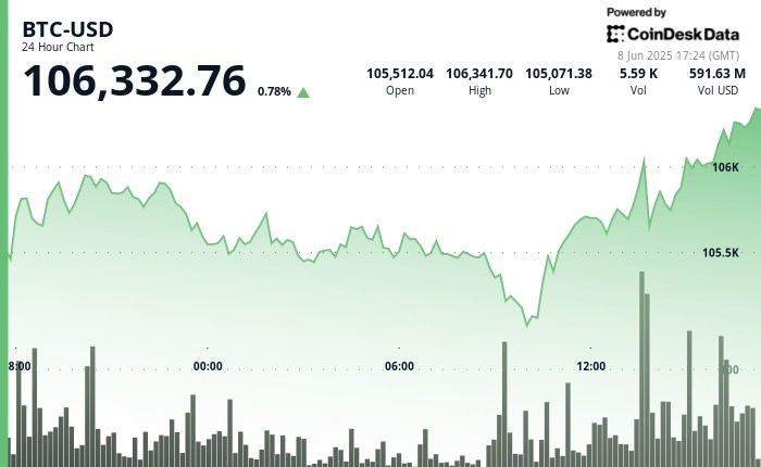 Биткойн продолжает рост, преодолевая кризисные события в США и достигая $106,300