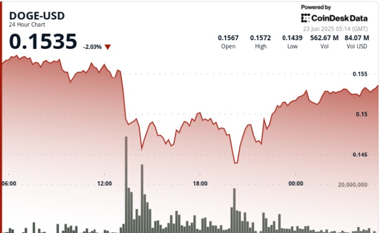 Догекоин восстанавливается после падения: сильная поддержка на уровне $0.145 и рост объема торговли