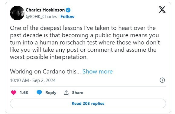 Чарльз Хоскінсон відмовився від біткоїна: новий план для Cardano з 50 альткоїнами