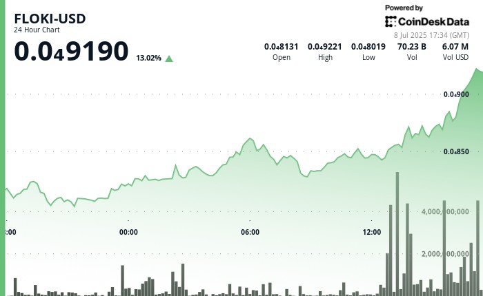FLOKI злетів на 12% на фоні високої волатильності та обсягів торгів, підкріплений успішним запуском гри Valhalla.