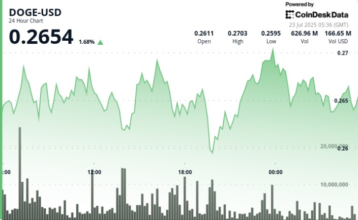Обсяг DOGE зріс на 75%: трейдери захищають рівень $0.26