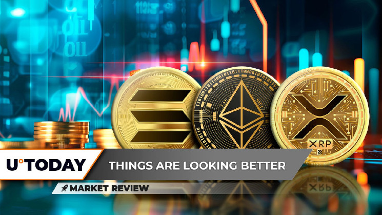 XRP може збільшитися наступного тижня? Ethereum (ETH) не втрачає $3,370, чи досягне Solana (SOL) $150 знову?