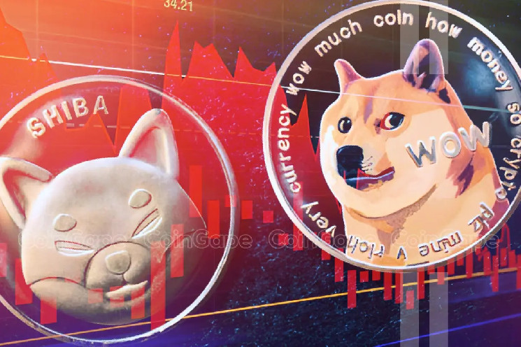 Мем-койны Shiba Inu и Dogecoin продолжают падение: SHIB упал на 3.72%, DOGE – на 2.5% за сутки.